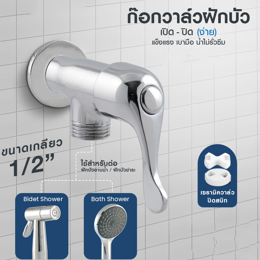 BAANHARDWARE ก๊อกน้ำฝักบัว ด้ามปัดหางปลา รูปที่ 2