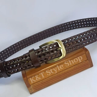 (K&T)☀️เข็มขัดหนังสาน​ผู้ชาย​ เป็นหนังแท้ ใส่ง่ายใส่ได้ตามขนาดเอว​ มีรูรอบ​ คุณภาพดี​ เท่ห์สุดๆ🌟 กว้าง1.3​ นิ้ว​