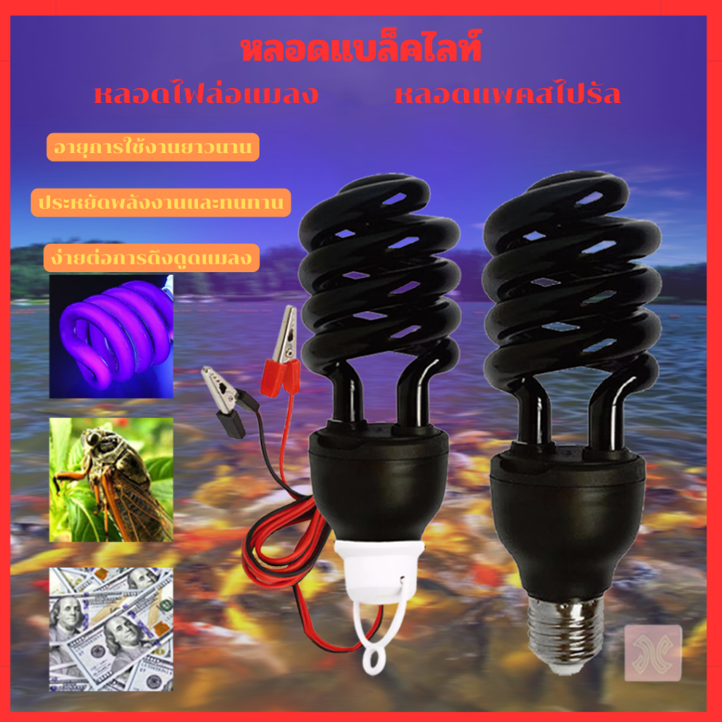 หลอดไฟดักแมลง ล่อแมลง แบล็คไลท์ หลอดไฟล่อแมลง ไฟแสงสีม่วง Black Light 30W