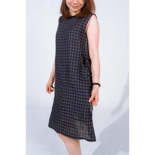 Motherowl - Gingham Sleeveless Dress with Adjustable Strap - ชุดเดรส Gingham แขนกุด ผูกโบว์ข้าง