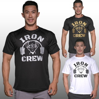 IRON CREW เสื้อยืดแขนสั้นผู้ชาย Men’s Gym Workout Bodybuilding Muscle T-Shirt