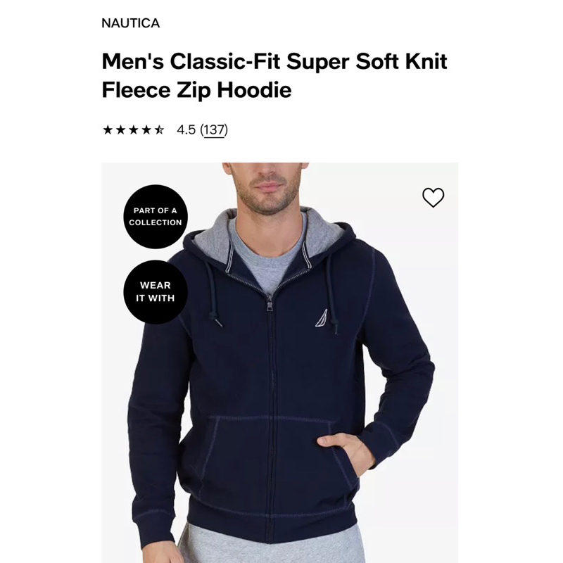 Nuatica Men's Classic-Fit Super Soft Knit Fleece Zip Hoodie เสื้อฮู้ดดี้ ผู้ชาย แบบซิปผ่าหน้า นันธิก