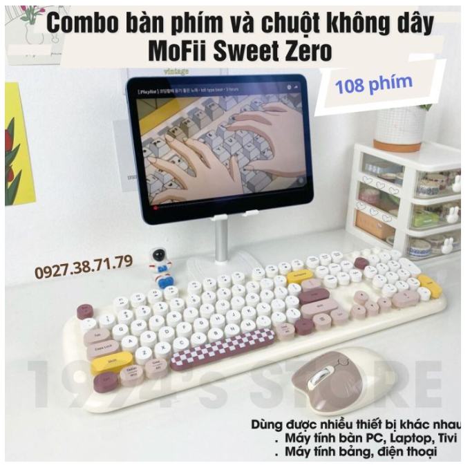 (แป้นอังกฤษ+ฟรีสติ๊กเกอร์ไทย) MOFii GEEZER Zero Wireless Media Combo ชุดคอมโบไร้สาย คีย์บอร์ดและเมาส์น้องแมวสุดน่ารัก