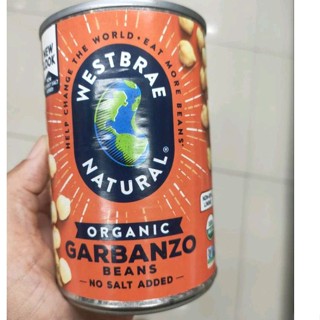 Westbrae Natural Organic Garbanzo Beans 425g.ถั่วการ์เบนโฮในน้ำเกลือ 425กรัม