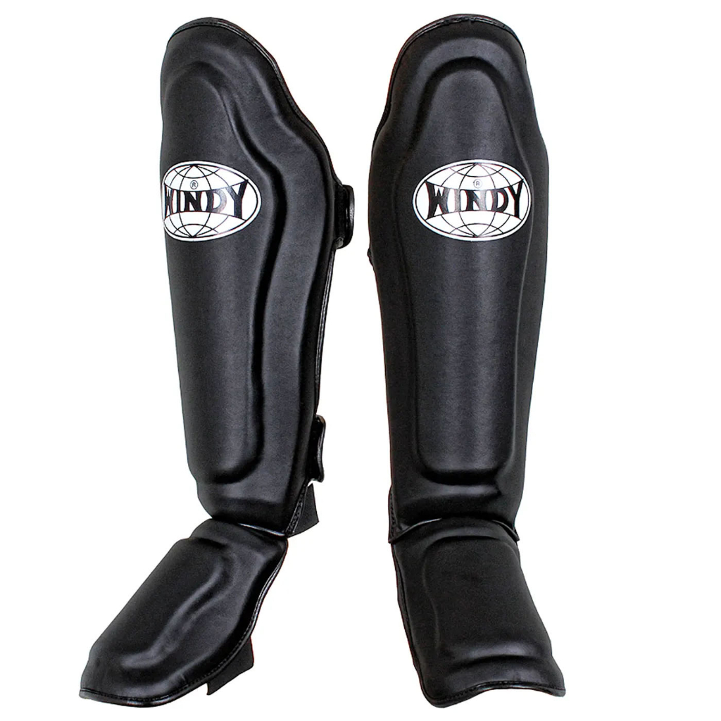 วินดี้สนับแข้ง WSG3-BK สีดำ Windy shin guards – หนังวัวคัดพิเศษ S, M, L, XL | Windy Boxing Store