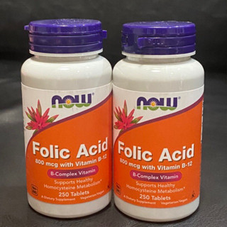 Now Foods Folic Acid 800mcg +Vitamin B12 250 เม็ด