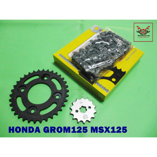 HONDA GROM125 MSX125 FRONT 14T &amp; REAR 34T SPROCKET with CHAIN SET 420/104  / สเตอร์หน้า 14ฟัน สเตอร์หลัง 34ฟัน พร้อมโซ่