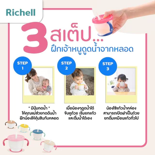 แก้ว/ถ้วย Richell(ริเชล)ศูนย์ไทยแท้ ถ้วยฝึกดูดกันสำลัก/หลอด/ยกดื่ม AQUALEA TLI ของแท้100%