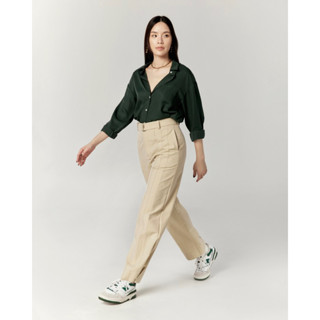 Aliotte - Carey Trouser กางเกงขายาวตีเกล็ดยาวช่วงขา มีเข็มขัดผ้า