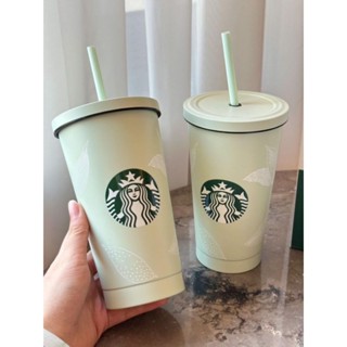 #พร้อมส่ง แก้วน้ำ Starbucks สีเขียวพาสเทลงานสแตนเลส 304เก็บร้อน/เย็นได้ สีสวยเลยรอบนี้