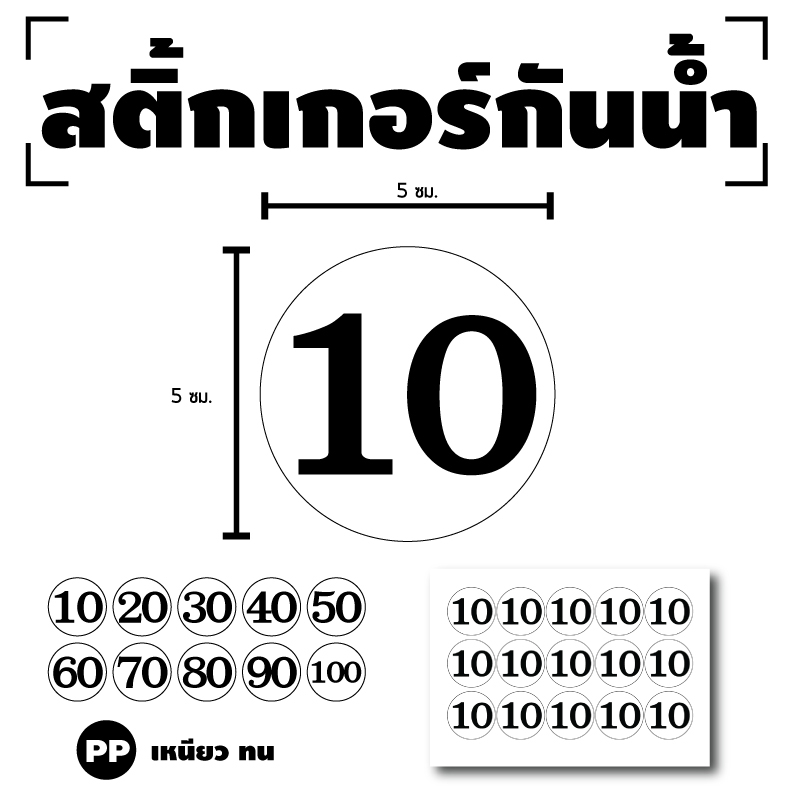 STICKER สติกเกอร์ สติ้กเกอร์กันน้้ำ ติดประตู,ผนัง,กำแพง (ป้ายตัวเลข) พื้นขาวเลขดำ 1 A4 ได้รับ 15 ดวง [รหัส H-009]