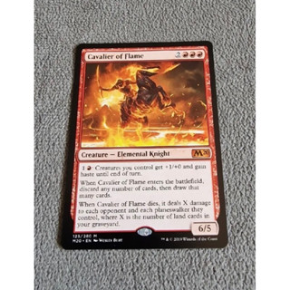 การ์ด Cavalier of Flame Red Magic the Gathering EDH รุ่น Core Set M20 สภาพ Nm