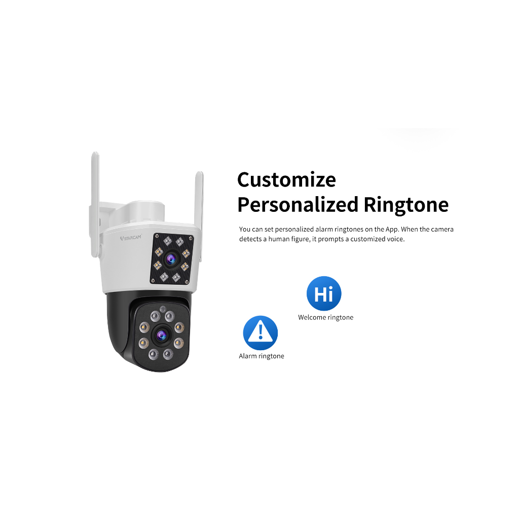 Vstarcam C662DR (เลนส์คู่) ความละเอียด 2.0 MP (1296P) กล้องวงจรปิดไร้สาย ภาพสี มีAI+ คนตรวจจับสัญญาณเตือน Outdoor Cam