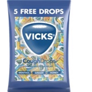 Vicks Cough Drops 120 + 5 Lozenges-Ginger-Honey-Menthol Flavors