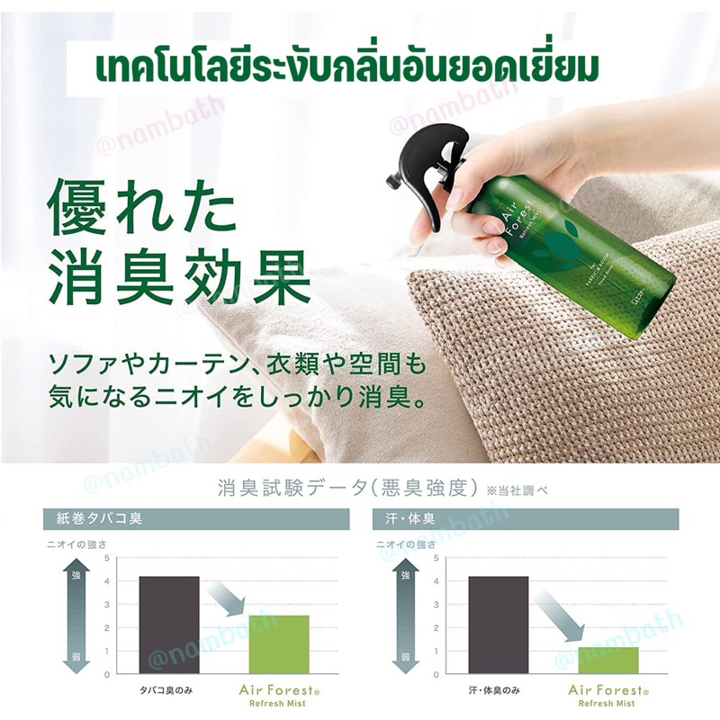 ญี่ปุ่น/แท้  (270ml) สเปร์ยกำจัดกลิ่น คุณภาพระดับโรงแรม อ่อนโยน จากธรรมชาติ Air Forest   กำจัดเชื้อแบคทีเรีย ราคา ถูกที่สุด ดีลบีเคเค แกลเลอรีภาพที่ 3