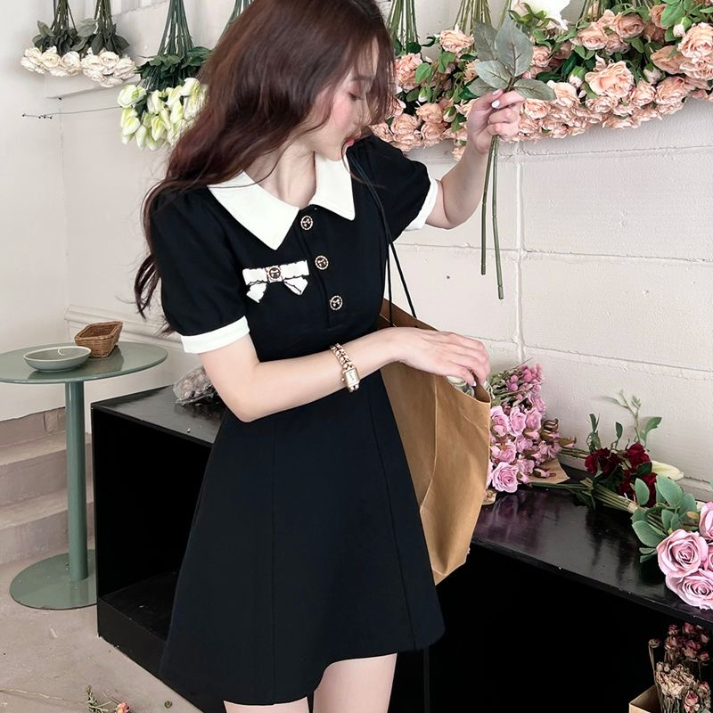 🍄ชุดเดรส,🍄ชุดแฟชั่นเกาหลีน่ารักดำ,ชุดราตรีวินเทจแสนหวาน - รูปที่ 5