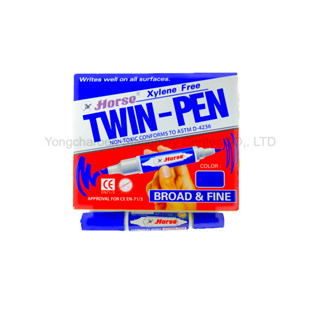 [ขายดี] ปากกาเคมี 2 หัว MARKER ตราม้า HORSE TWIN-PEN ขนาด 1 กล่อง (12 ด้าม)