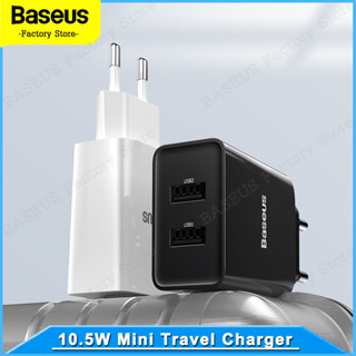 Baseus Speed Mini Dual U Travel Charger 10.5W Black Charging Sets（EU）( With Mini White Cable USB For iP 2.4A 1m Black）