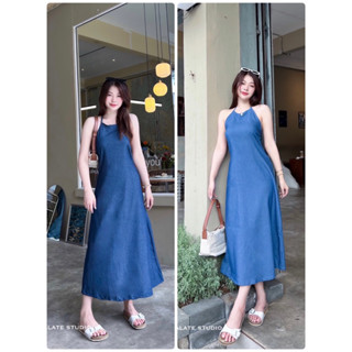 🧸denim dress  เดรสผูกคอ แต่งยั่ว เว้าหลัง แอบแซ่บมากค่ะ คุณข๋า ตัวนี้งานซิปหลังมีดึงสม็อคเพื่อให้พอดีตัว ไม่โป๊ะจ้า