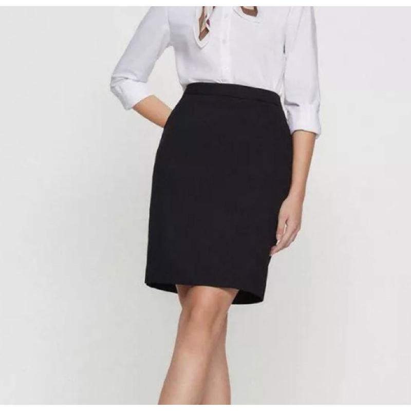 G2000 กระโปรงทำงานสีดำทรงเอ กระโปรง A-LINE