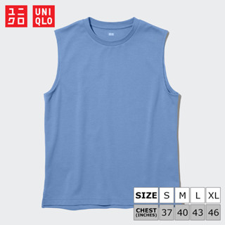 เสื้อยืดแขนกุด Uniqlo AIRism Cotton - 64 Blue