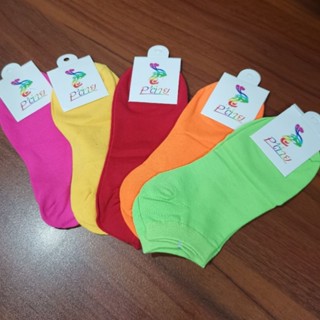 ถุงเท้าสีนีออน สีพื้น สไตล์เกาหลี แฟชั่น 5สี ส่งจากไทย (เลือกสีได้)