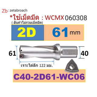 Udrill 61 mm C40-2D61-WC06 , WCMT060308FN Sumitomo ส่งจากสมุทรปราการ🇹🇭