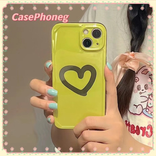 🍑CasePhoneg🍑ป้องกันการหล่น ขอบเต็ม iPhone 11 14 pro max รูปหัวใจ เหลืองเขียว ขั้นพื้นฐาน เรียบง่าย case for iPhone 12 13