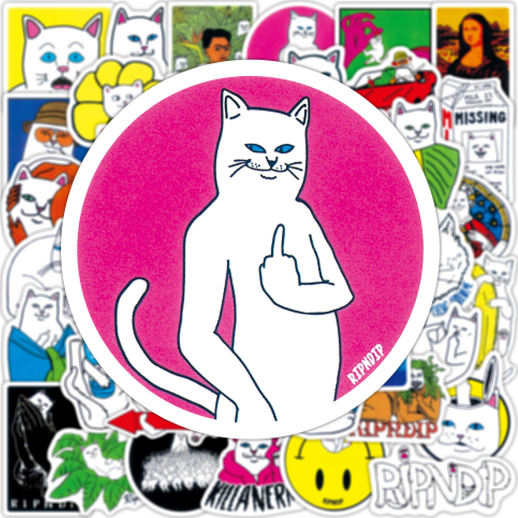 พร้อมส่ง New RipNDip sticker 50ชิ้น- Bad Cats สติ๊กเกอร์ 50Pcs/Set DIY Fashion Luggage Laptop Skateboard 中指貓