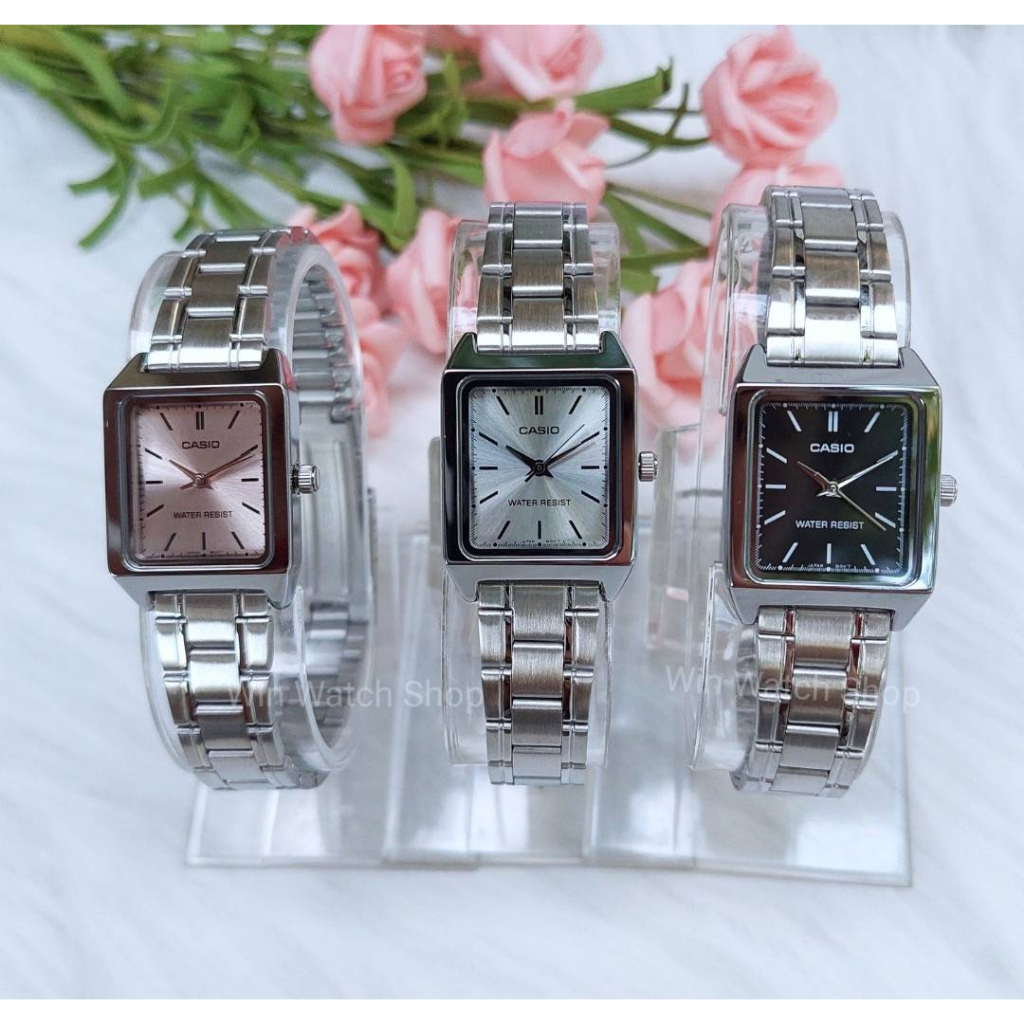 นาฬิกา Casio แท้ รุ่น LTP-V007D นาฬิกาข้อมือผู้หญิง สายแสตนเลส หน้าปัดเหลี่ยม - ของแท้ รับประกันสินค้า 1 ปีเต็ม