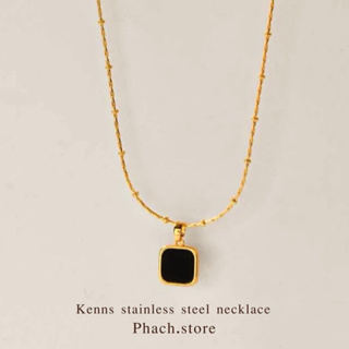 Kenns stainless steel necklace สร้อยสแตนเลสจี้สีเหลี่ยมสีดำ