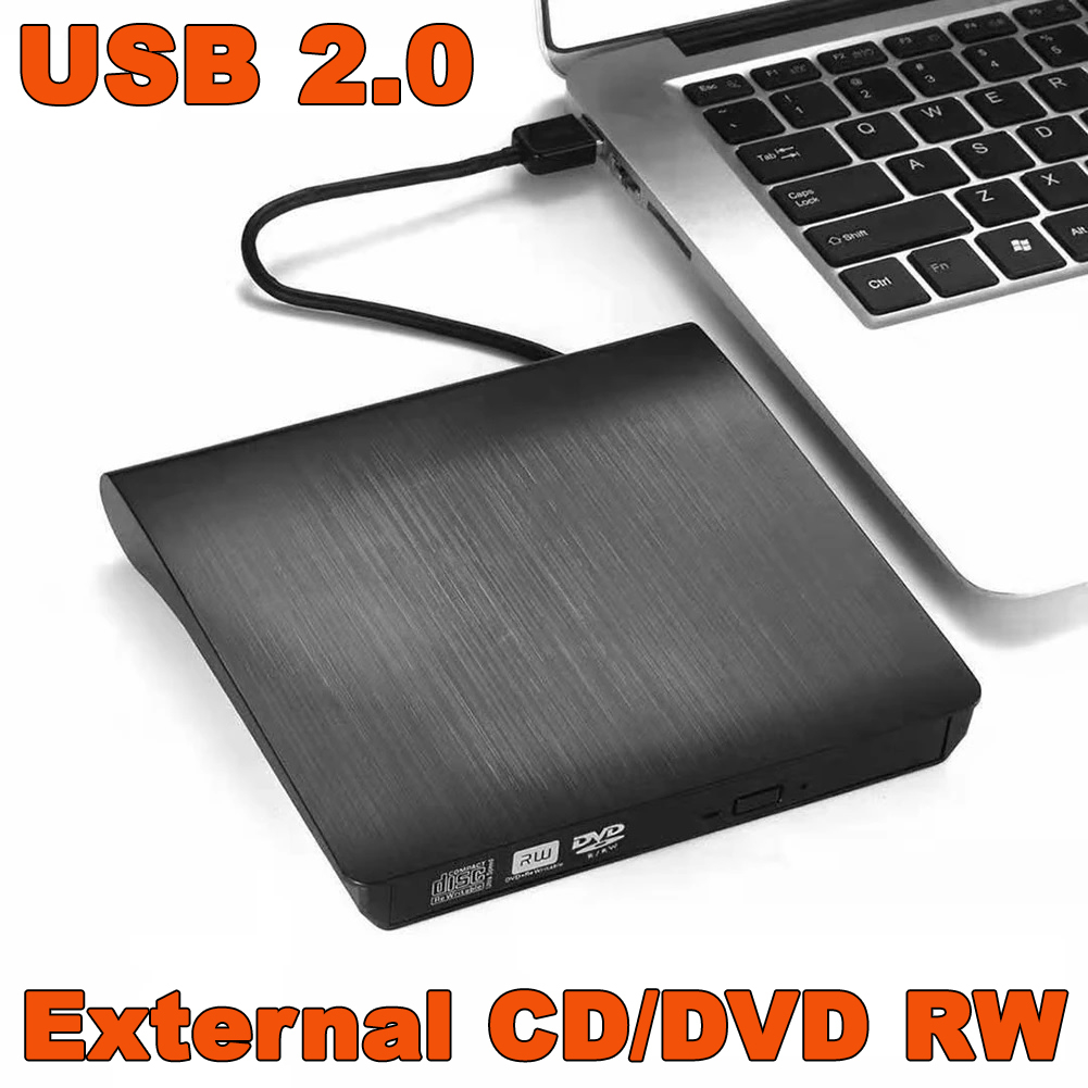 External USB 2.0 CD / DVD RW CD Writer Drive Burner Reader Player Slim Portable Optical Drive for La