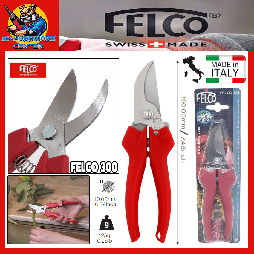 กรรไกรตัดกิ้งไม้ ขนาด 190mm / 7.48นิ้ว น้ำหนัก 125g  ยี่ห้อ FELCO รุ่น FELCO 300 (Made in Italy)