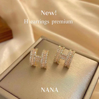 Diamond H stainless steel earrings