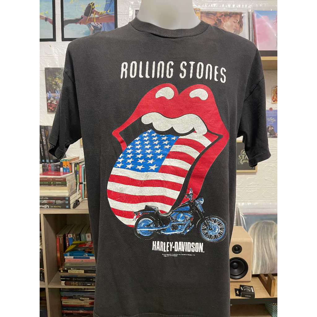 เสื้อวินเทจ Vintage 1994 Rolling Stones USA Harley Davidson Size XL สีดำ