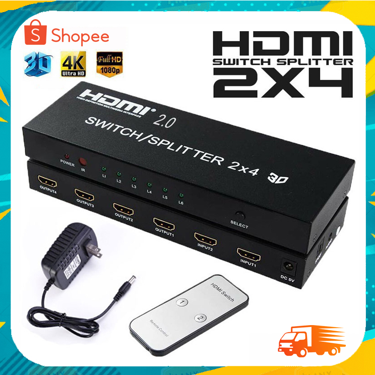 HDMI 4K*2K 1080P 3D 2x4 Matrix HDMI Video Switch Splitter