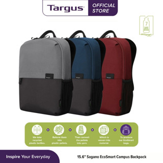 กระเป๋าเป้ใส่โน๊ตบุ๊คสำหรับขนาด 15.6 นิ้ว Targus Sagano EcoSmart Campus Backpack Blue, Grey, Red