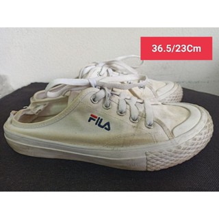 Fila Size 36.5 ยาว 23 Cm  รองเท้ามือสอง ผู้หญิง เท้าเล็ก  ผ้าใบ สวม แฟชั่น ลำลอง เที่ยว