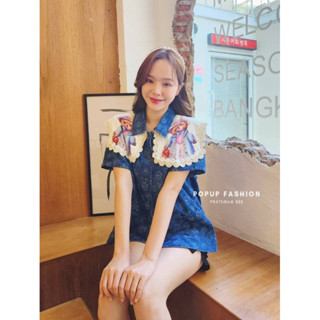เสื้อเชิร์ตยีนส์คอปกลายน้องหมี