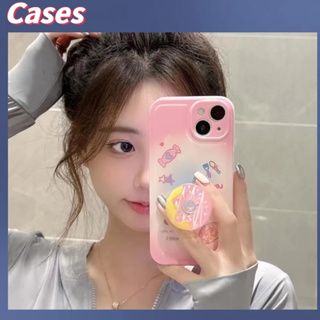 คูปองเคลม🎀เคสไอโ case for iphone 11 12 ไล่ระดับสีชมพู สีสว่าง เคส 14 13 12 11 pro max ขาตั้งโทรศัพท์