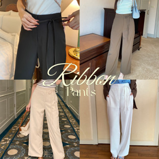 chuuchop_พร้อมส่ง(C8176)📰☕️🥛Ribbon pant กางเกงเอวสูง  ดีเทลผูกโบว์