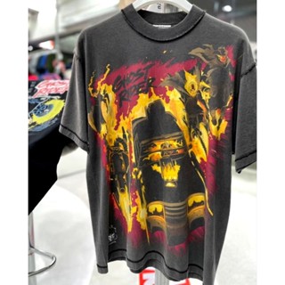 เสื้อMarvel ลาย Ghost Rider  สีดำ ฟอกเฟด ( HP-016 )