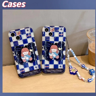 คูปองเคลม🎀เคสไอโ case for iphone 11 12 บุคลิกภาพแฟชั่นสาวกระดานหมากรุก เคส 14 13 12 11 pro max เคสมือถือกันกระแทก