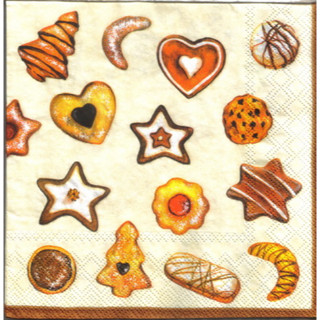 Pladao Napkin ภาพคุ้กกี้ Icing Cookie อาหาร กระดาษ แนพกิ้น สำหรับงานศิลปะ เดคูพาจ decoupage ขนาด L 33x33