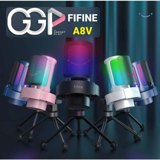 [กรุงเทพฯ ด่วน 1 ชั่วโมง] Fifine A8V ไมโครโฟน พร้อมการ์ดเสียง ไฟ RGB เกม บันทึกเสียง ไมโครโฟน USB ประกันศูนย์