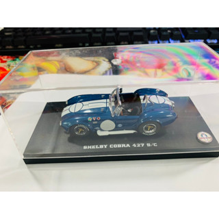 1965 Shelby Cobra 427 S/C Blue with Printed Carroll Shelby Signature 1/18 Diecast Model Car