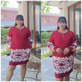 SALEเดรสสาวอวบ อก38"-48" แขนยาว แต่งซิปหน้า กระดุมมุก พิมพ์ลาย เรียบหรู ดูแพง