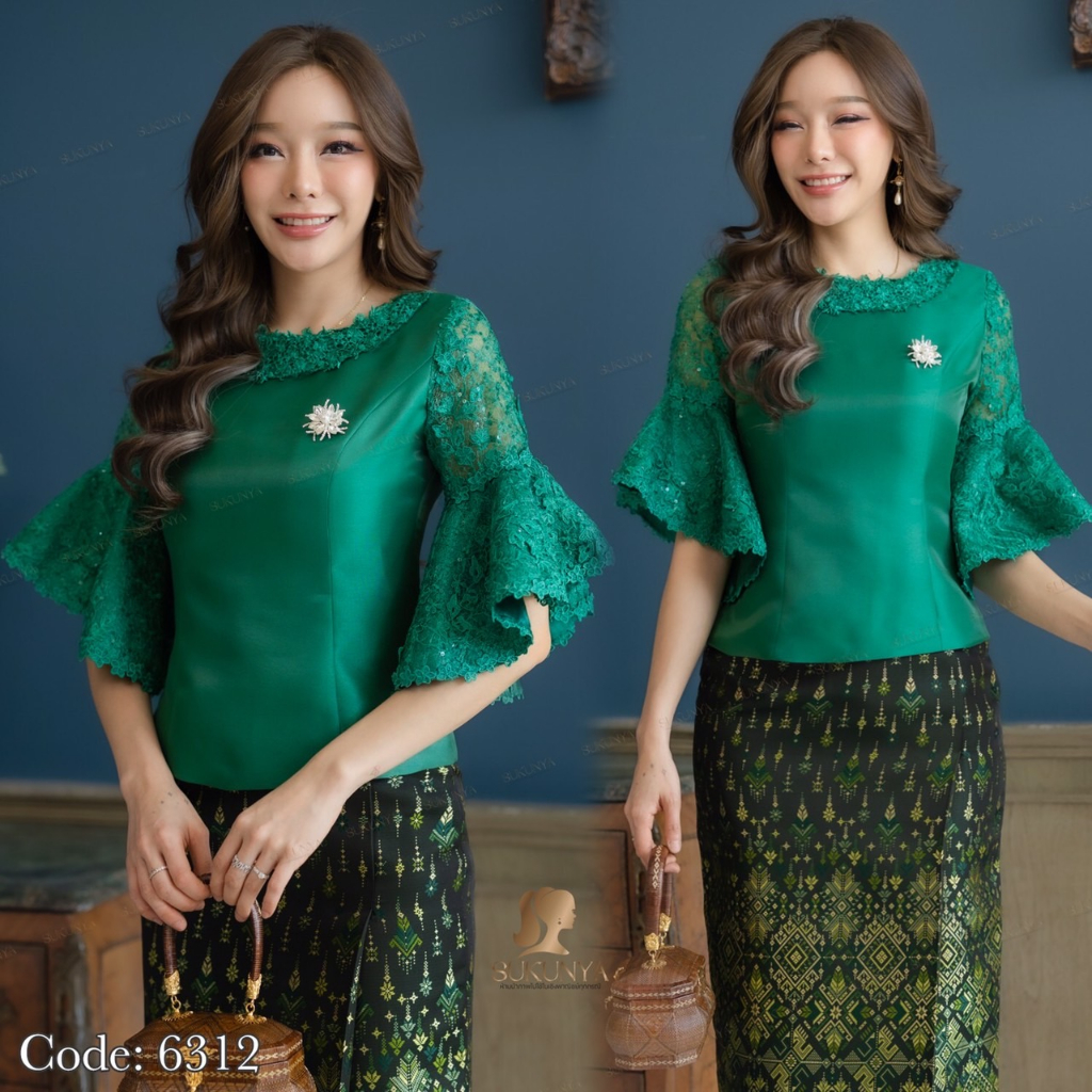 [6312] เสื้อลูกไม้งานพรีเมี่ยมแขนกระดิ่ง Women