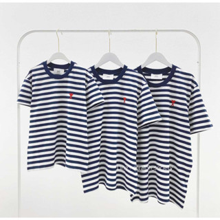 AMI  Stripe T-Shirt (Navy/White)