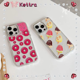 💜Kettra💜ป้องกันการหล่น ขอบเต็ม iPhone 11 14 pro max เรียบง่าย เคสใส ความคิดสร้างสรรค์ ขนม case for iPhone 12 13